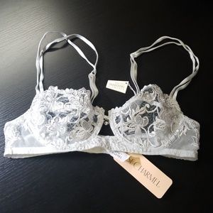 Lise Charmel 32B Grey unlined underwire Lace Bra